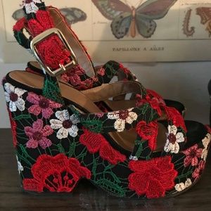 ASOS Floral Platform Ankle-Strap Sandals